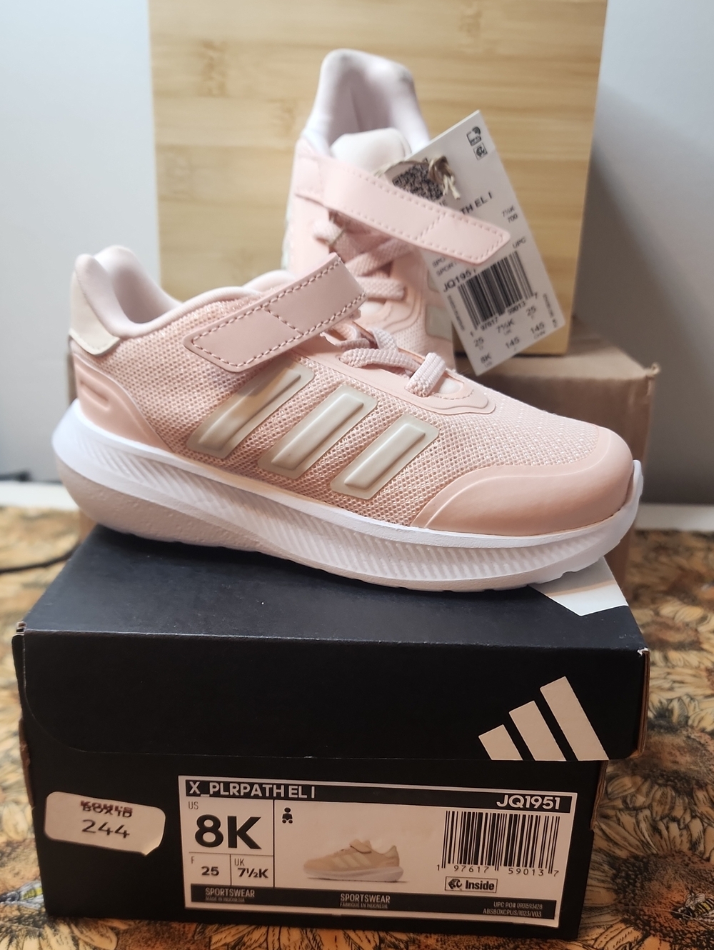 adidas Kids Light Pink Velcro Athletic Sneakers